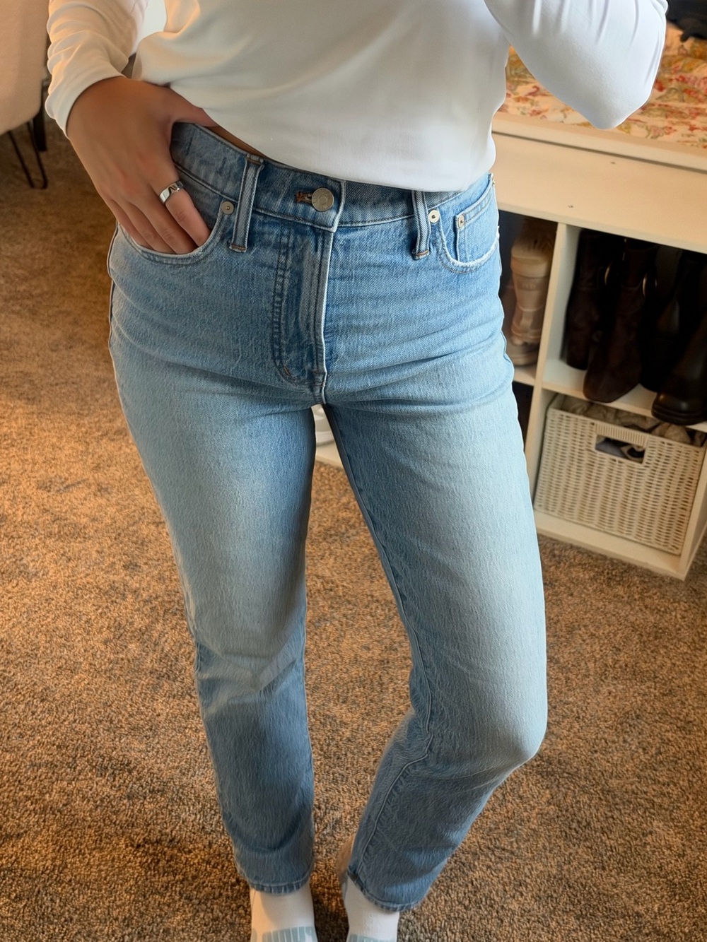 Madewell Light Blue Straight-Leg High-Rise Jeans